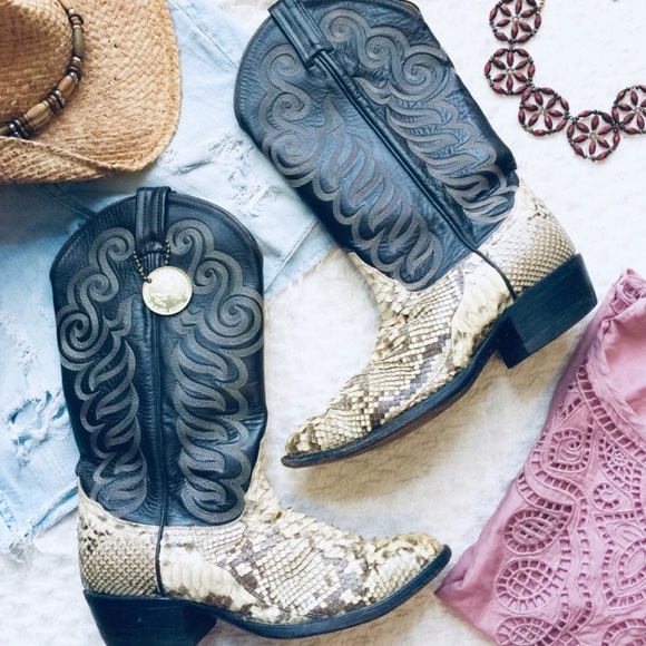 TONY LAMA GOLD LABEL | Real Boa Snake Skin Boots - Picture 2 of 6